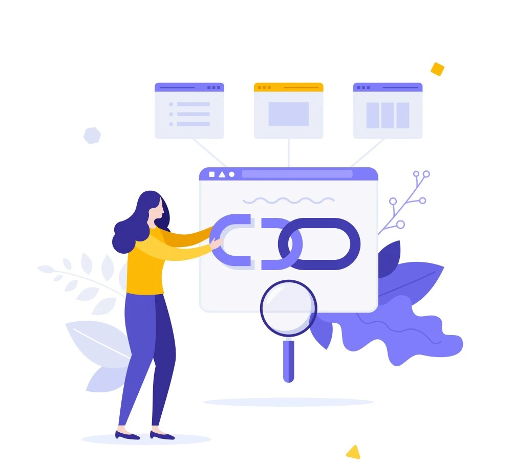 SEO expert connecting links to boost website authority.
